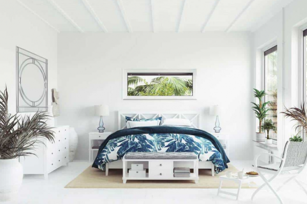 Desain yang terinspirasi oleh pesisir pantai dengan warna cerah dan segar